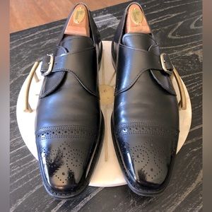 Allen Edmonds Joseph Abboud Men's Black Cap Toe Monk Strap 9.5 D Dress Shoes.